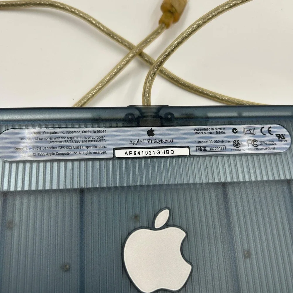 Apple M2452 USB Keyboard iMac G3 G4 Clear Gray 1999 Y2K Retro‎ Tech